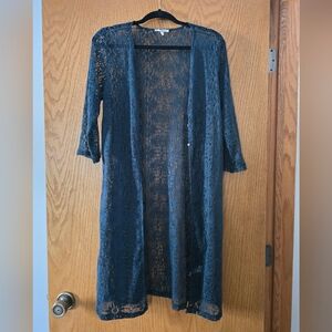 Teal Lace Cardigan With Buttons